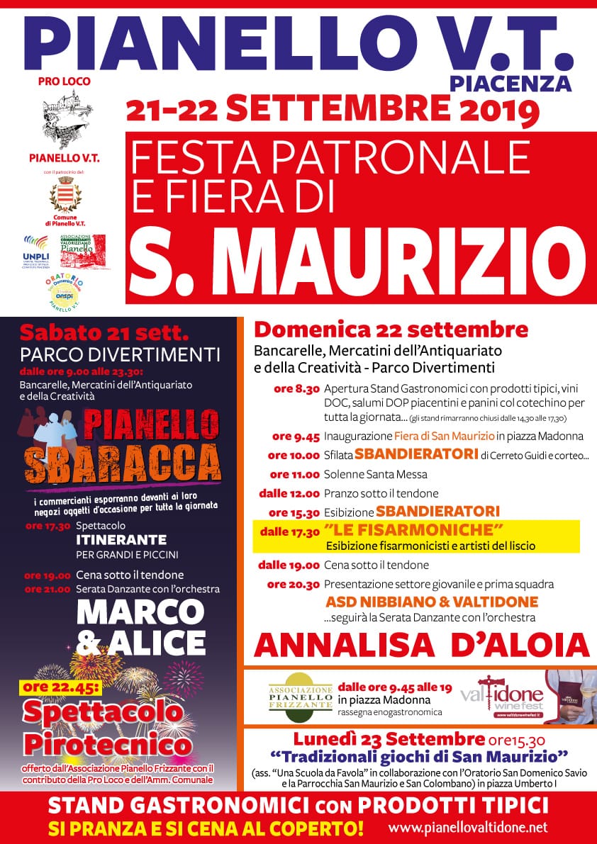 Pianello Val Tidone, il programma della Festa Patronale di San Maurizio 2019