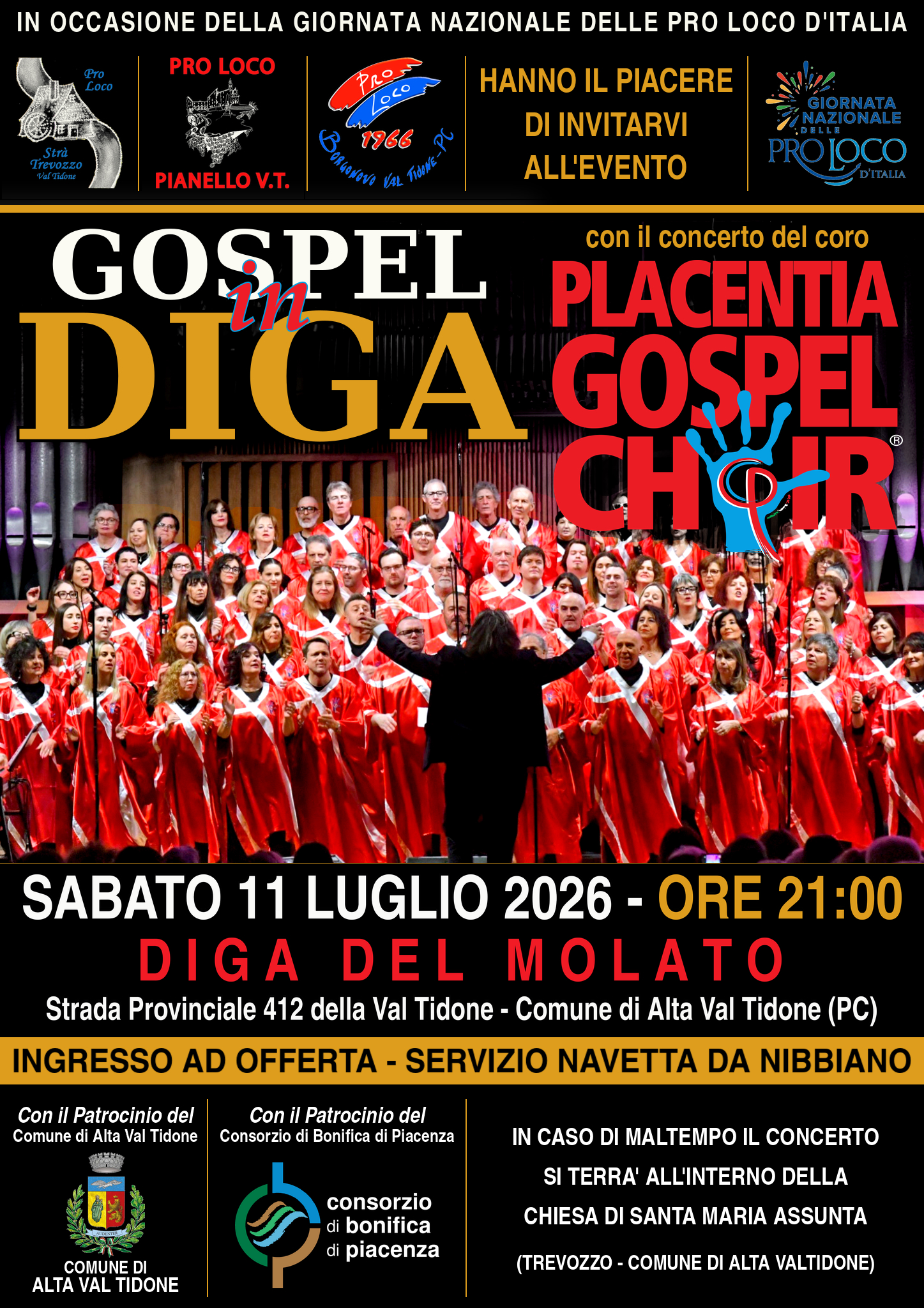 Locandina Gospel in Diga - Placentia Gospel Choir