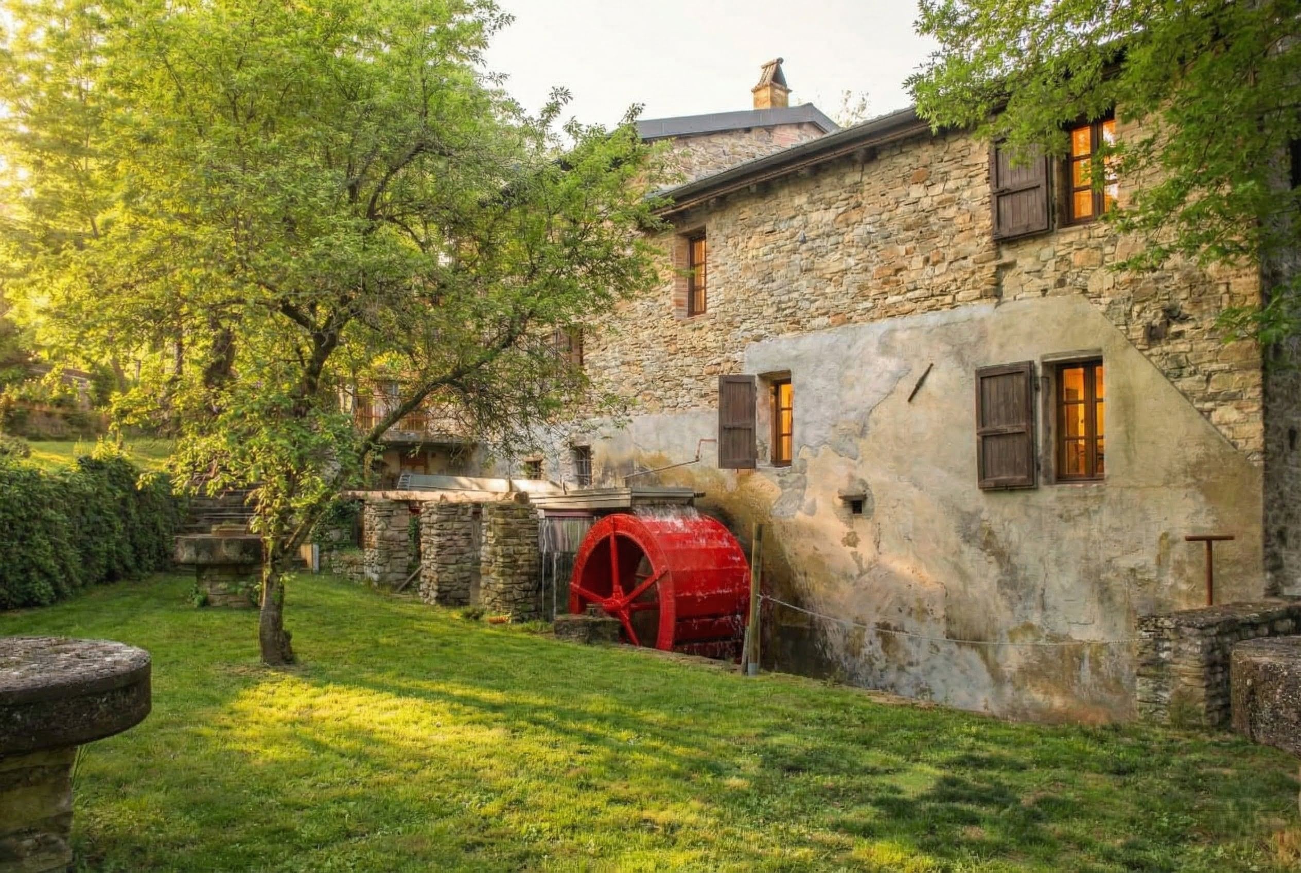 Mulino del Lentino con la storica ruota ad acqua